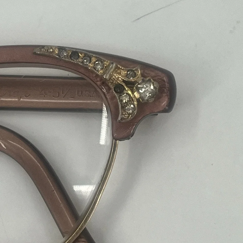 Artcraft Vintage Ornate Cat Eye Rhinestones Eyeglass Frames 1/10 12k GF 22MM‎